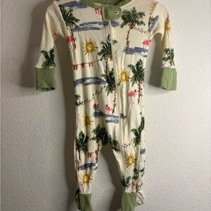 Burt's Bees Tropical Print Kids Footie - Green and Cream